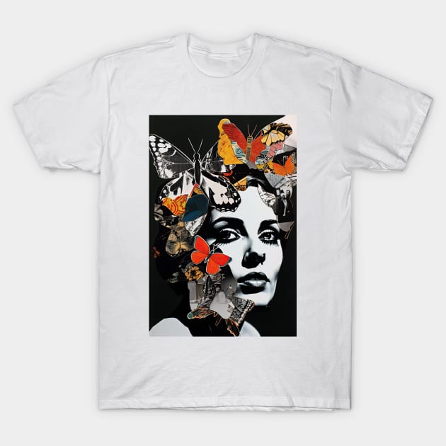 Girl with Butterflies - Beautiful Art Print, T-Shirts, and More T-Shirt by laverdeden